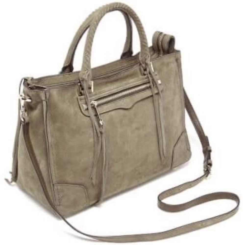 REBECCA MINKOFF OLIVE GREEN SUEDE LARGE REGAN TOTE